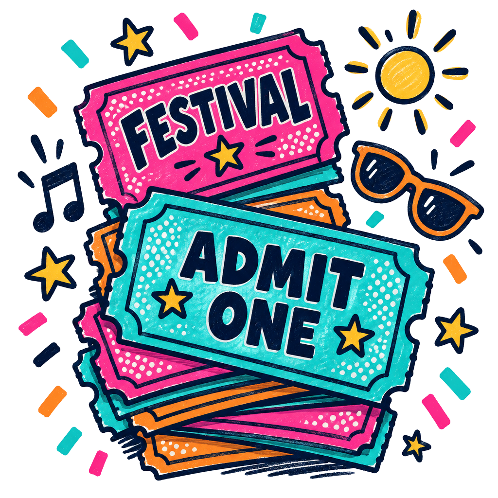 A stack of festival tickets